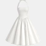 Samira – Elegant Halter Neck Midi Dress with Flared Skirt