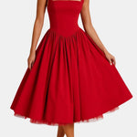 Samira – Elegant Halter Neck Midi Dress with Flared Skirt