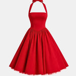 Samira – Elegant Halter Neck Midi Dress with Flared Skirt