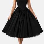 Samira – Elegant Halter Neck Midi Dress with Flared Skirt