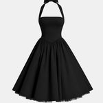 Samira – Elegant Halter Neck Midi Dress with Flared Skirt