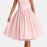 Samira – Elegant Halter Neck Midi Dress with Flared Skirt