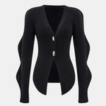 Sara – Solid Knit Button Cardigan