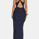Sariyah – Plunge-Neck Sculpted Maxi Dress with Draped Bodice