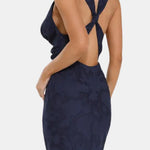 Sariyah – Plunge-Neck Sculpted Maxi Dress with Draped Bodice