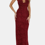 Sariyah – Plunge-Neck Sculpted Maxi Dress with Draped Bodice