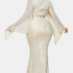 Saskia - Glitter Bell Sleeve Mermaid Prom Dress
