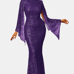 Saskia - Glitter Bell Sleeve Mermaid Prom Dress