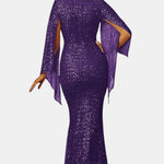Saskia - Glitter Bell Sleeve Mermaid Prom Dress