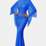 Saskia - Glitter Bell Sleeve Mermaid Prom Dress