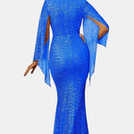 Saskia - Glitter Bell Sleeve Mermaid Prom Dress