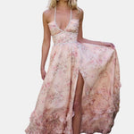 Scarlette – Halter Maxi Dress in Peach Tapestry