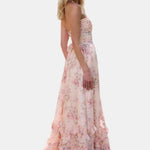 Scarlette – Halter Maxi Dress in Peach Tapestry