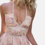 Scarlette – Halter Maxi Dress in Peach Tapestry