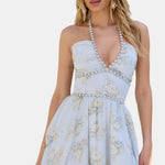 Scarlette – Halter Maxi Dress in Peach Tapestry