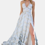 Scarlette – Halter Maxi Dress in Peach Tapestry