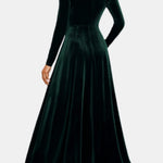 Selene – Velvet V-Neck Maxi Dress with Long Sleeves