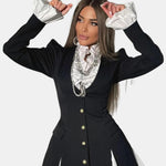 Selvanna – Long Sleeve Ruffle Mini Shirt Dress