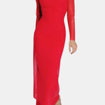 Selvara – Sheer Mesh Slit Long Dress