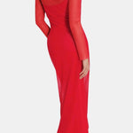 Selvara – Sheer Mesh Slit Long Dress