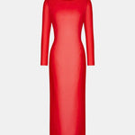 Selvara – Sheer Mesh Slit Long Dress