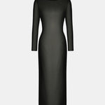 Selvara – Sheer Mesh Slit Long Dress