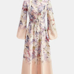 Serenella – Belted Floral Balloon Sleeve Long Dress