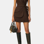 Serenica – Pleated Sleeveless Blazer Dress