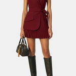 Serenica – Pleated Sleeveless Blazer Dress