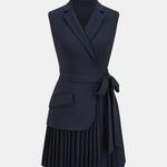 Serenica – Pleated Sleeveless Blazer Dress