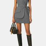 Serenica – Pleated Sleeveless Blazer Dress