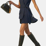 Serenica – Pleated Sleeveless Blazer Dress