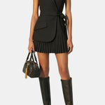 Serenica – Pleated Sleeveless Blazer Dress