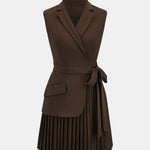 Serenica – Pleated Sleeveless Blazer Dress