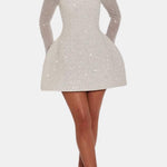 Sevyn – Square-Neck Sequin Long Sleeve Mini Dress
