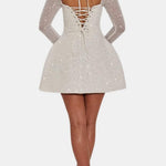 Sevyn – Square-Neck Sequin Long Sleeve Mini Dress