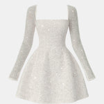 Sevyn – Square-Neck Sequin Long Sleeve Mini Dress