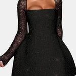 Sevyn – Square-Neck Sequin Long Sleeve Mini Dress