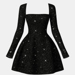 Sevyn – Square-Neck Sequin Long Sleeve Mini Dress