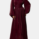 Shanessa – Rosette Pearl Collar Long Dress