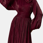 Shanessa – Rosette Pearl Collar Long Dress