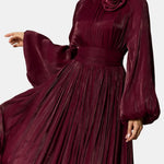 Shanessa – Rosette Pearl Collar Long Dress