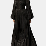 Shanessa – Rosette Pearl Collar Long Dress