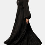 Shanessa – Rosette Pearl Collar Long Dress