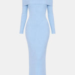 Siena – Off-Shoulder Knit Maxi Dress with Sculpted Fit