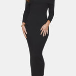 Siena – Off-Shoulder Knit Maxi Dress with Sculpted Fit