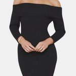 Siena – Off-Shoulder Knit Maxi Dress with Sculpted Fit
