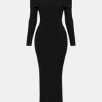 Siena – Off-Shoulder Knit Maxi Dress with Sculpted Fit