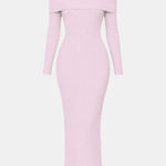 Siena – Off-Shoulder Knit Maxi Dress with Sculpted Fit