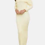 Siena – Off-Shoulder Knit Maxi Dress with Sculpted Fit